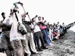Masses of people.