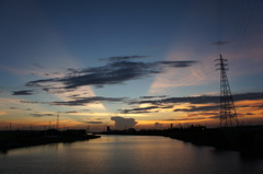 夕景 光芒 夕景 光芒