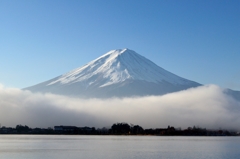 河口湖の朝霧