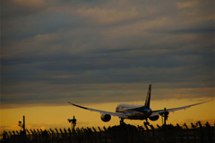 着陸する787