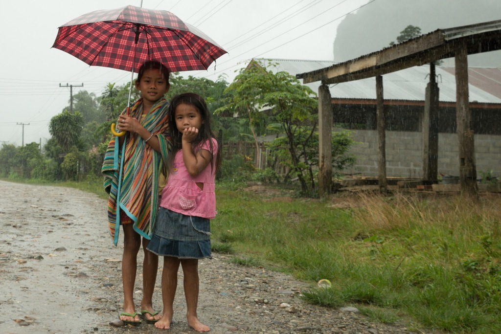 sisters in the rain