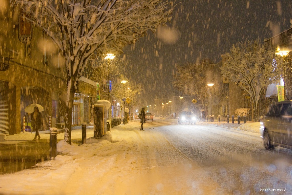 雪降る街角