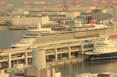 クイーンエリザベス夕景 アップ