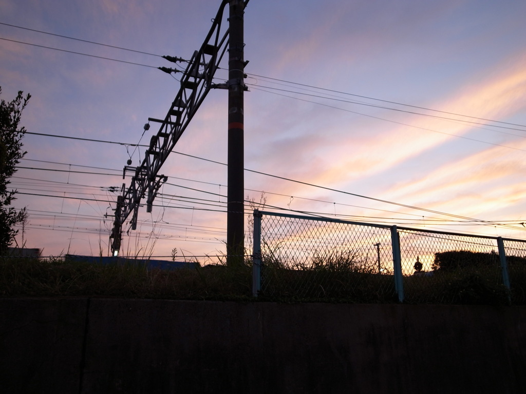 車窓からの夕焼け