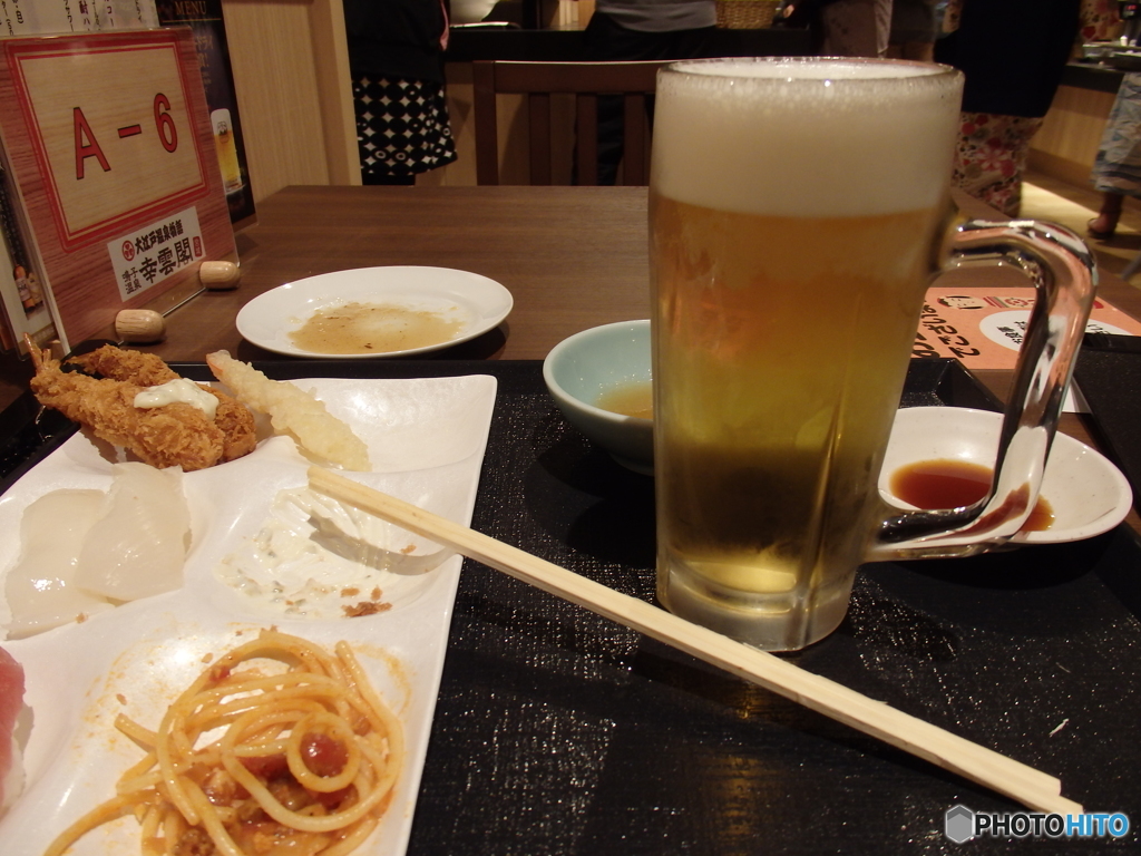 ようやく生ビール到着