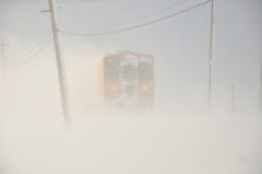 地吹雪　　ストーブ列車1