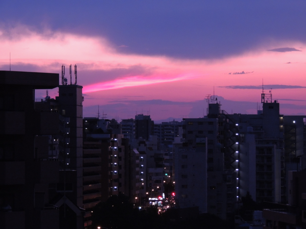 都心の夕焼け