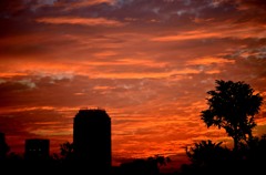 台風一過、渋谷の夕景