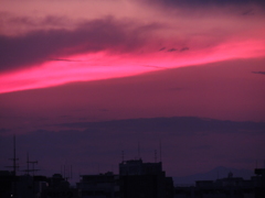夕焼け　ワインレッド