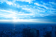 中野の青い夕日