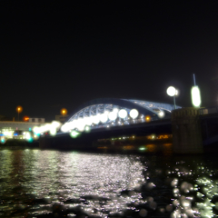 隅田川へ階段を下りて駒形橋・露光間デフォーカス