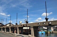 新橋水門と夏空～倉敷・玉島