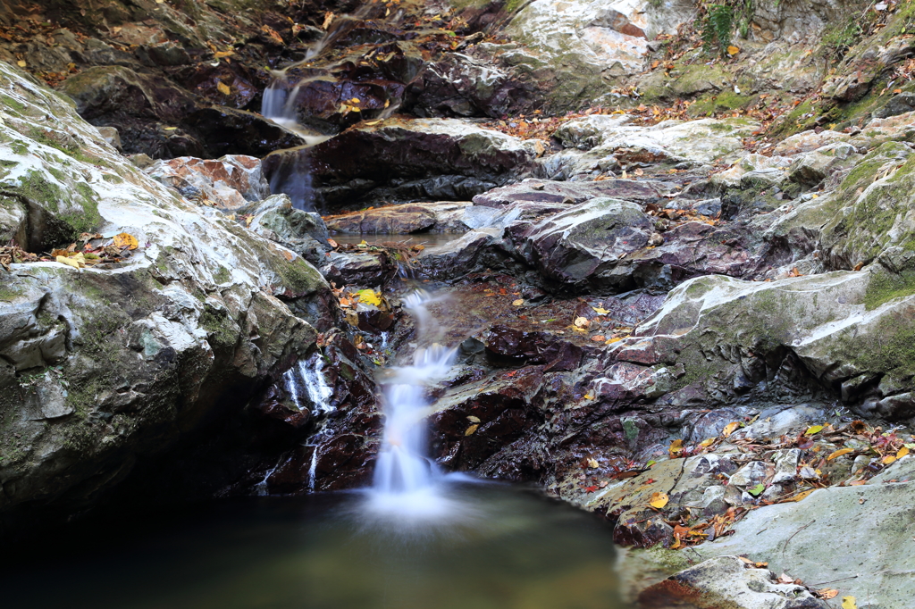 岩と落葉と水の流れ１