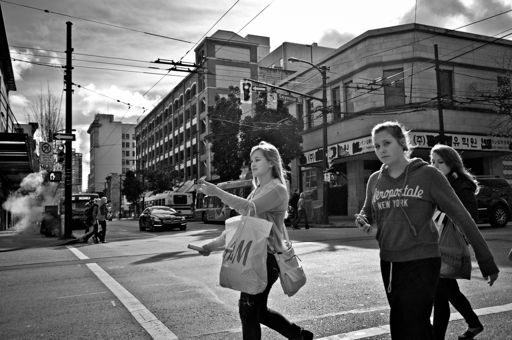 Shoppers crossing