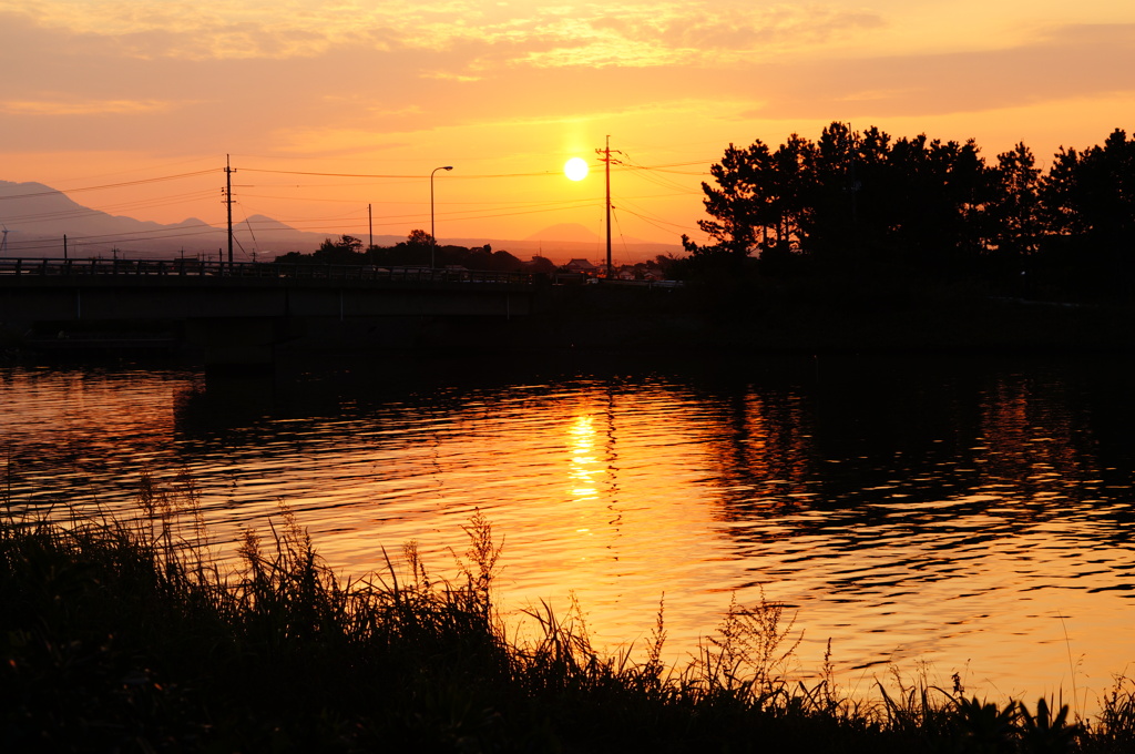 由良川から見る夕暮れ
