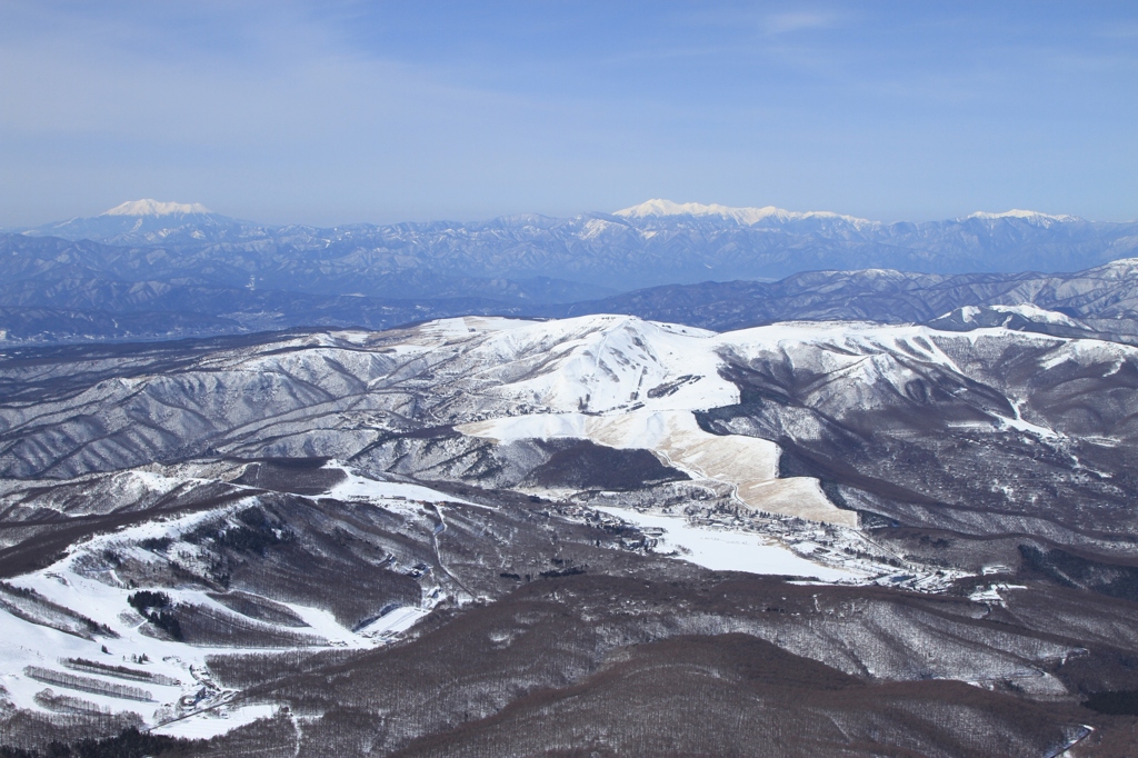 蓼科山 御嶽山と北アルプス遠望