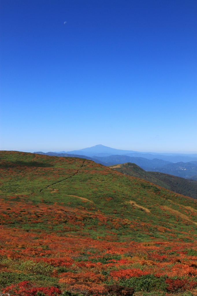 月と紅葉と鳥海山