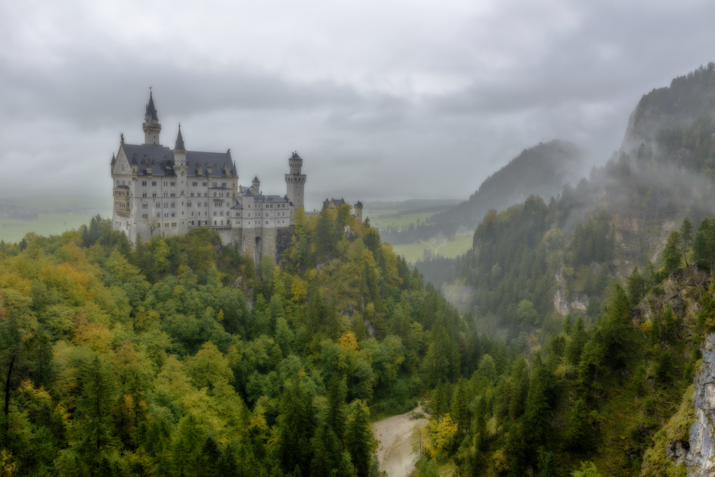 Neuschwanstein castle in the rain