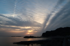 夕景雲の波