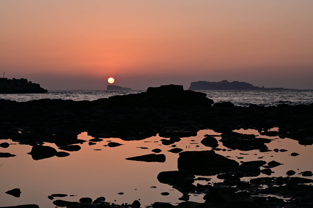 引き潮夕景