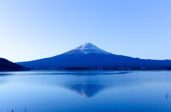 鏡に映った富士山