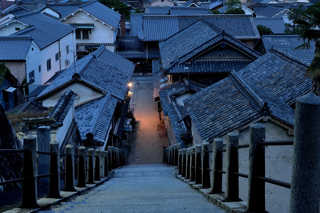 早朝の竹原町並み保存地区