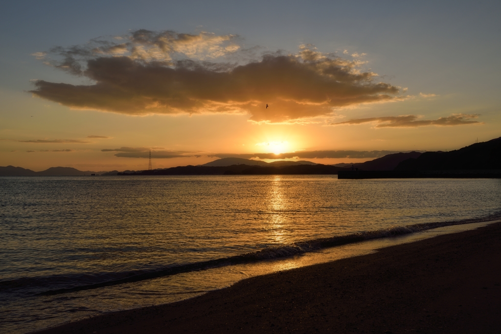 的場海岸の夕暮れ