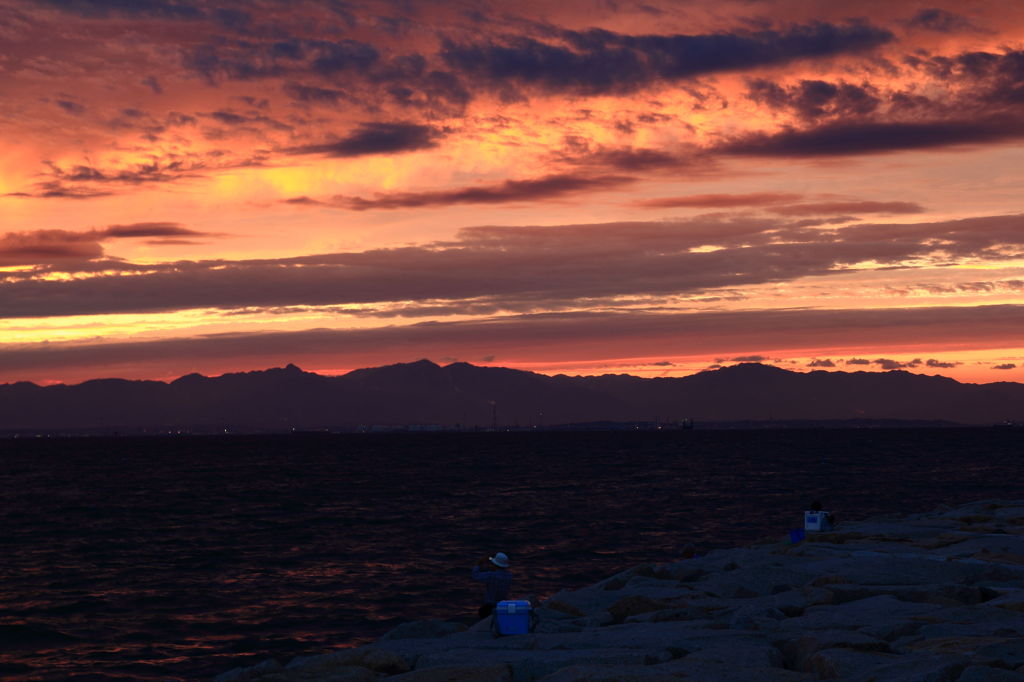 山と海そして夕焼け