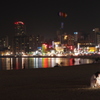 韓国釜山の海雲台ビーチの夜景