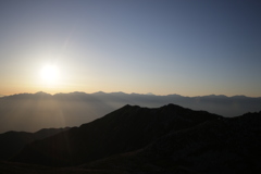 木曽駒ケ岳の朝日