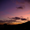 花火前の夕日