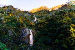 谷間の登山道から