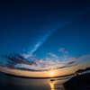 夕陽に輝く