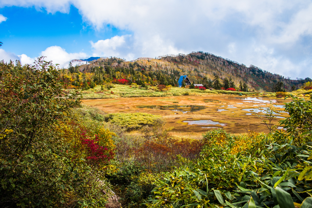 山小屋のある風景