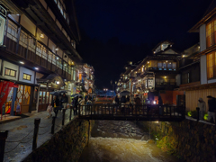 夜の温泉街