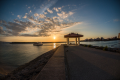 夕陽の中
