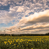ひまわりと風車と雲と