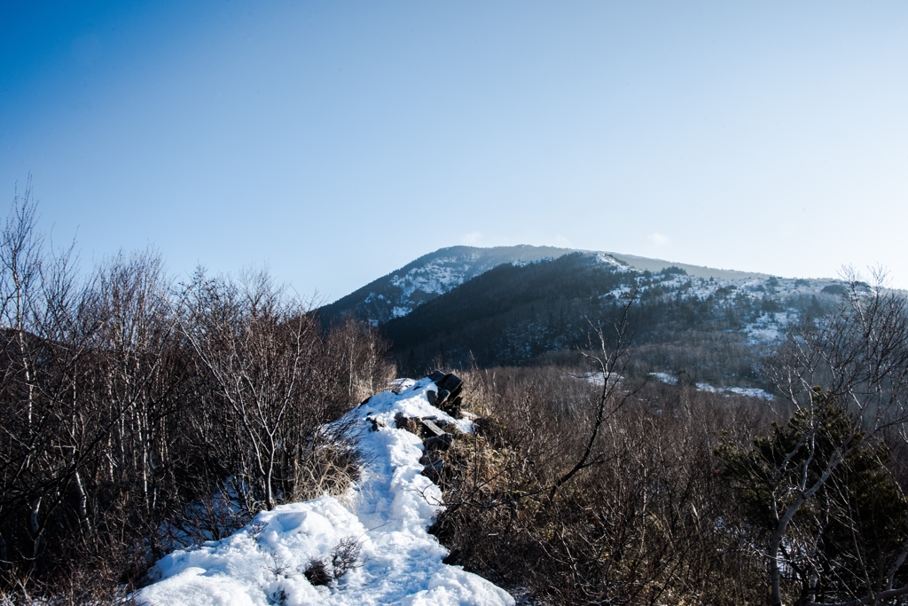 雪の尾根道