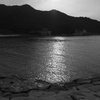 モノクロの夕日