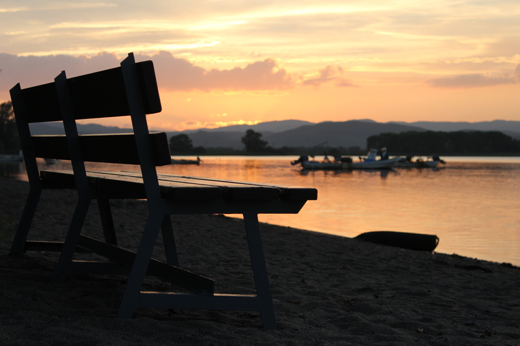 網走湖の夕暮れ