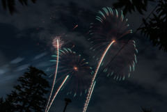 空に咲く花の下で