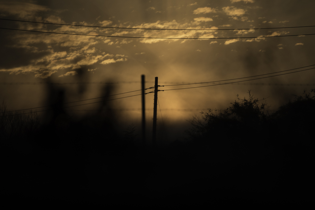 夕日の中で