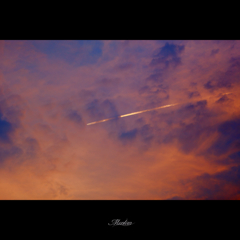 夕暮れの空をゆく