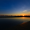 引き潮と夕日