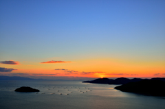 牡蠣田の夕日