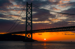 橋と夕日