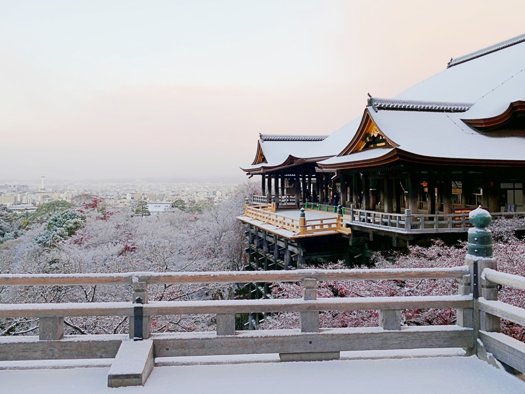 京都 清水寺 雪舞台
