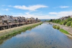 京都 鴨川沿いの青空