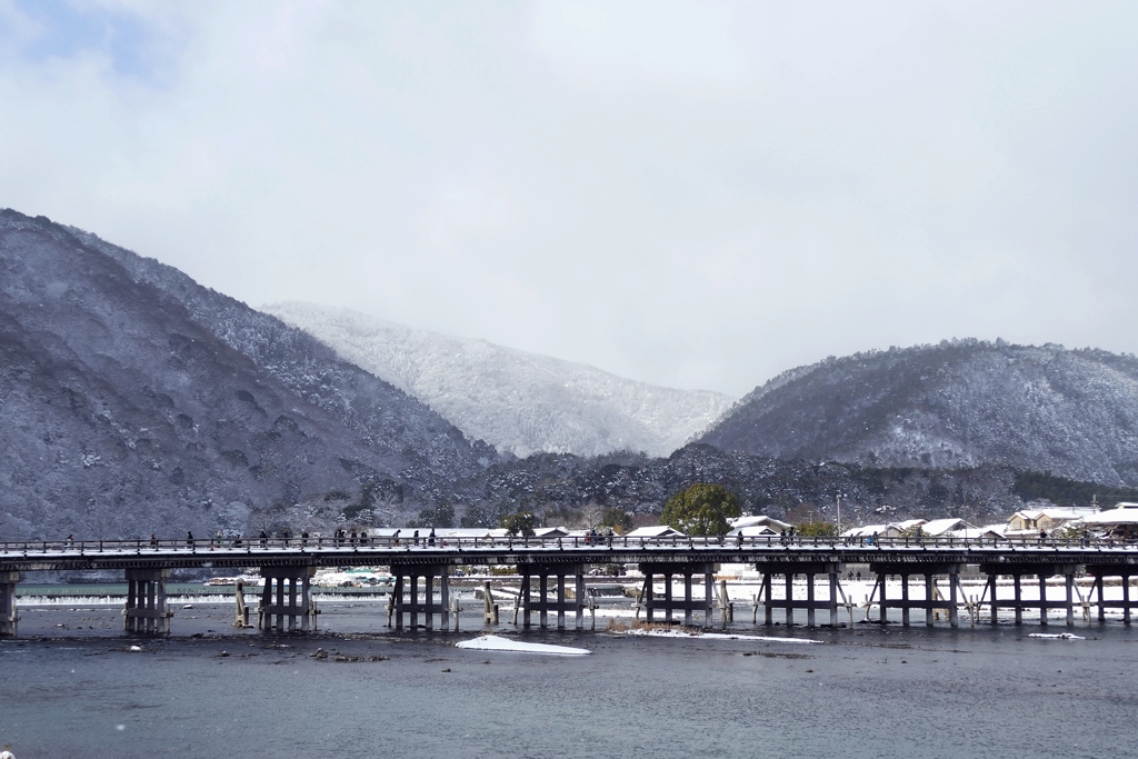 京都 嵐山の雪化粧