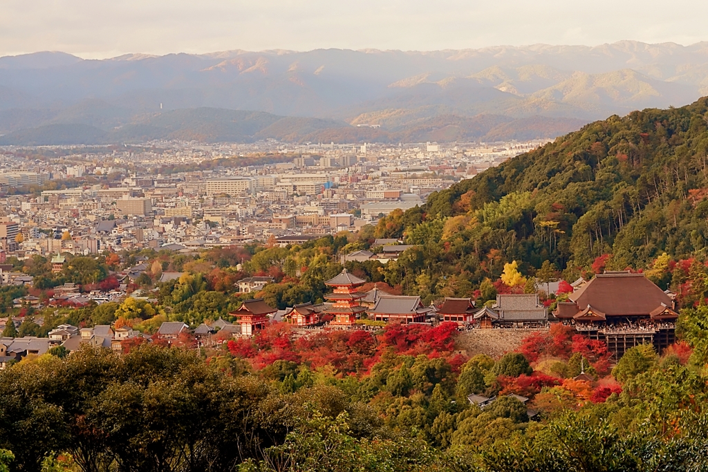 京都 清水寺 秋の鳥瞰図